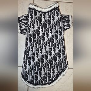 Stylish Black and White Dog Coat UP TO 12 POUNDS